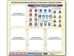 Стенд информационный "Правила техники безопасности в кабинете химии" (80х75, 4 кармана) - fgospostavki.ru - Сочи