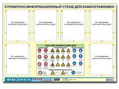 Стенд информационный "Правила техники безопасности в кабинете физики" (80х110, 6 карманов) - fgospostavki.ru - Сочи