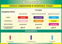 Таблица "Окраска индикаторов в различных средах" (100х140 сантиметров, винил) - fgospostavki.ru - Сочи