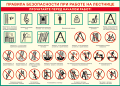 Таблица "Правила безопасности при работе на лестнице" (100х140 сантиметров, винил) - fgospostavki.ru - Сочи