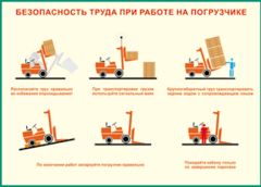 Таблица "Безопасность труда при работе на погрузчике" (100х140 сантиметров, винил) - fgospostavki.ru - Сочи