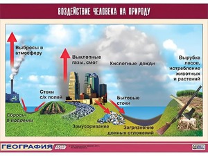 Таблица демонстрационная "Воздействие человека на природу" (винил 70*100) - fgospostavki.ru - Сочи