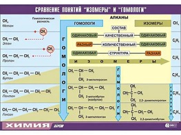 Таблица демонстрационная "Сравнение понятий изомер и гомолог" (винил 70x100) - fgospostavki.ru - Сочи