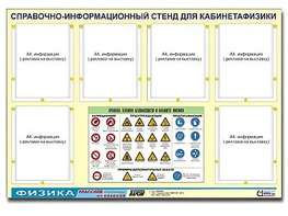 Стенд информационный "Правила техники безопасности в кабинете физики" (80х110, 6 карманов) - fgospostavki.ru - Сочи